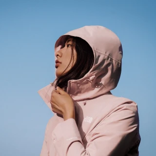 【The North Face 官方旗艦】北面女款粉色DWR防潑水連帽外套｜89Y2LK6