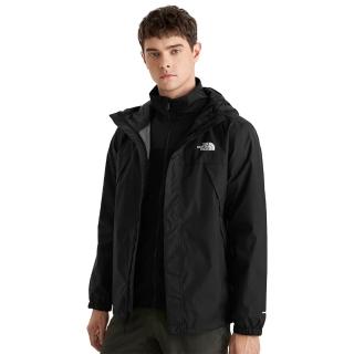 【The North Face 官方旗艦】北面男款黑色DryVent防水透氣連帽衝鋒衣｜7QOHJK3(外套)