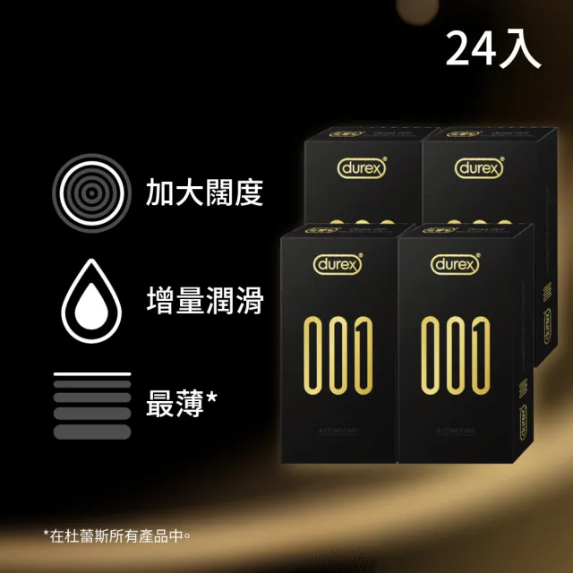 【Durex 杜蕾斯】001水性聚氨脂PU保險套6入x4(共24入-避孕套/衛生套/001系列)
