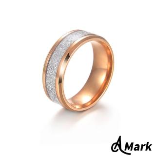 【A MARK】鈦鋼戒指 蠶絲戒指/蠶絲霧淞紋個性型男鈦鋼戒指(玫瑰金色)