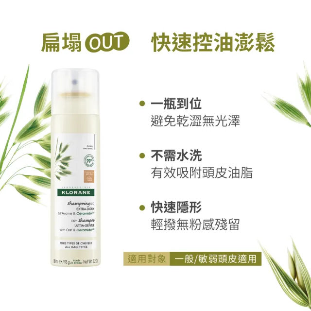 【KLORANE 蔻蘿蘭官方直營】任選2入組乾洗髮噴霧150ml(控油/涼感/澎鬆/豐盈/根源控油 任選)