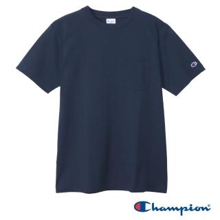【Champion】官方直營 男款-BASIC 素面口袋小C短袖TEE-深藍色(C3-X357-370)