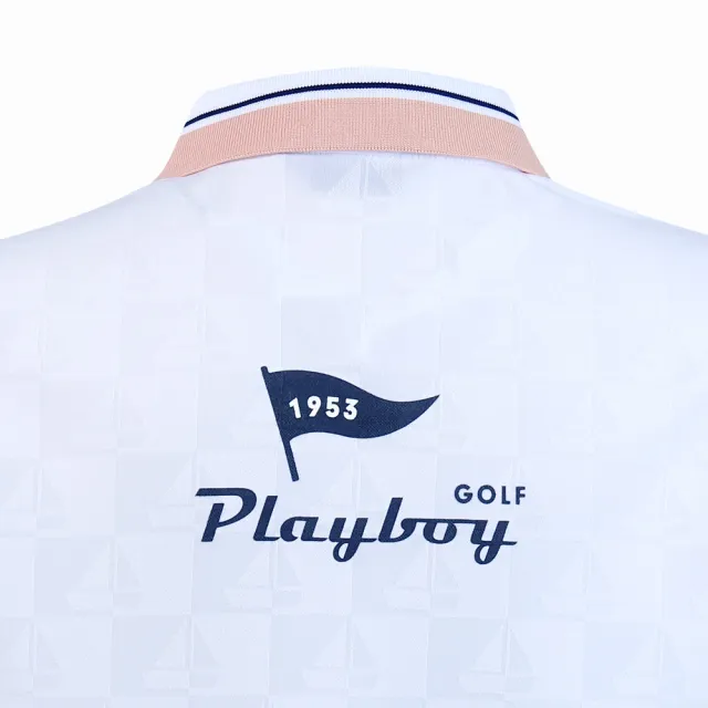 【PLAYBOY GOLF】女款帆船緹花抗UV短袖POLO衫-白(吸濕排汗/高爾夫球衫/KA25101-87)