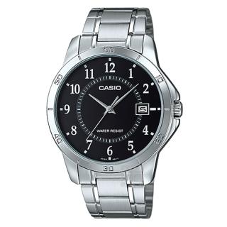 【CASIO】卡西歐簡約時尚鋼帶錶-黑(MTP-V004D-1B 公司貨全配錶盒)