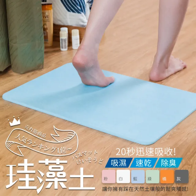 【樂嫚妮】3入組/加大加寬速乾吸水珪藻土地墊 60x39CM(吸水地墊、速乾踏墊)