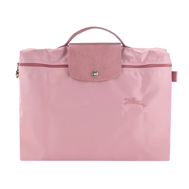 【LONGCHAMP】LE PLIAGE GREEN系列刺繡再生尼龍摺疊公事包(多色選)