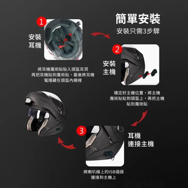 【id221】MOTO A2 Plus 機車安全帽藍牙耳機組-黑色(混音/對講/防水/降噪)