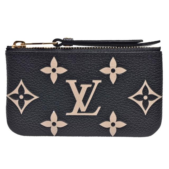 【Louis Vuitton 路易威登】M80885 經典雙色Empreinte小牛皮壓花拉鍊鑰匙/零錢包(黑色)