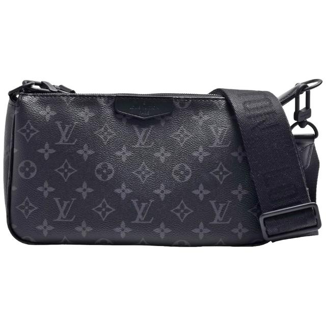 LV LOUIS VUITTON路易威登 M11741 Pochette Accessoire XL 經典 Eclipse 帆布印花拉鍊斜背方包