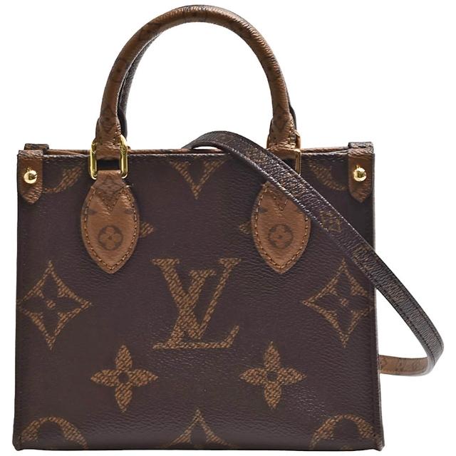 全新 LOUIS VUITTON 路易威登 M46839 經典 OnTheGo BB Monogram 雙色帆布手提斜揹包，咖啡色系設計，適合女性使用。外層為高品質帆布，內層為布面材質，附原廠防塵套與背帶，尺寸為長18cm x 寬8.5cm x 高15cm，提把高度6cm，背帶全長約99cm，輕便實用，適合日常出勤與輕旅行。