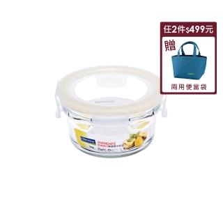 【Glasslock】福利品 頂級無邊框微烤兩用玻璃保鮮盒-圓形350ml(烤箱用)