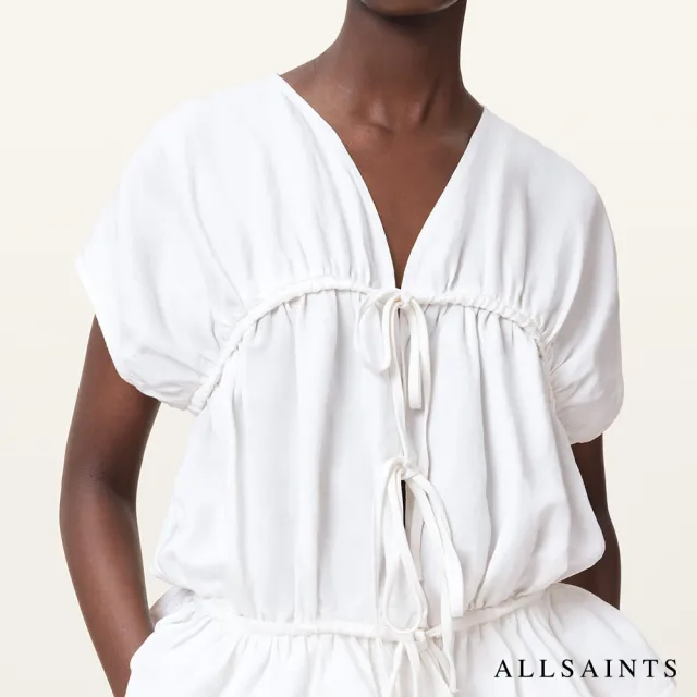 【ALLSAINTS】REMY 輕薄亞麻V 領造型上衣 W105PC(修身版型)