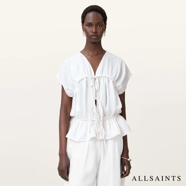 【ALLSAINTS】REMY 輕薄亞麻V 領造型上衣 W105PC(修身版型)