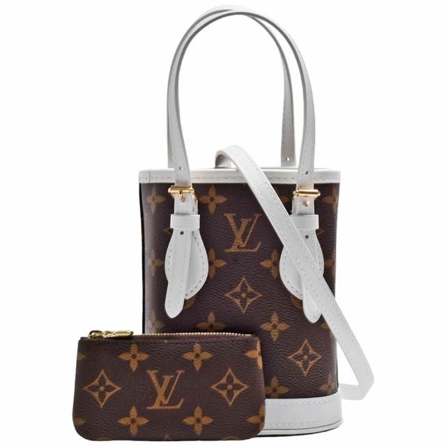 LV LOUIS VUITTON路易威登 M81489 經典 Nano Bucket Monogram 印花帆布手提/斜背水桶包
