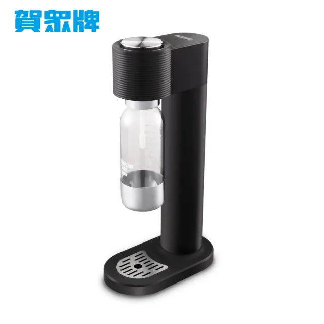 【賀眾牌】簡約時尚氣泡水機UA-2001JBK(台灣製氣瓶/食品級PET瓶/按壓式打氣)+氣瓶
