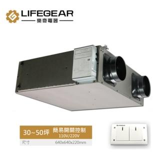 【Lifegear 樂奇】HRV-250CS2 全熱交換器(簡易開關控制-220V)