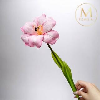 【Floral M】法式之吻綻放鬱金香溫柔粉仿真花花材（1入組）(人造花/塑膠花/假花/裝飾花)