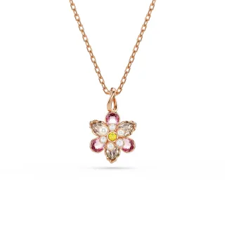【SWAROVSKI 施華洛世奇】Idyllia 鏈墜 混合式切割 花朵 漸層色 鍍玫瑰金色