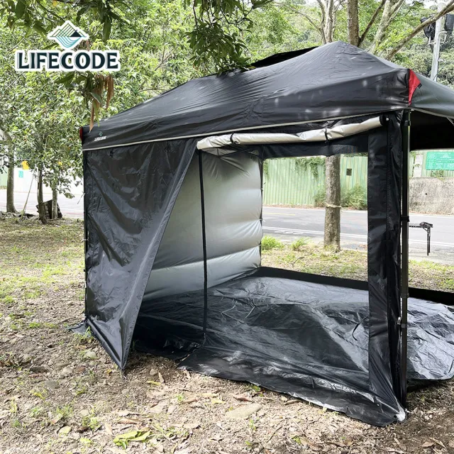 【LIFECODE】速搭黑膠客廳帳篷-大全配/炊事帳-多色可選(客廳帳+雙層圍布*4)
