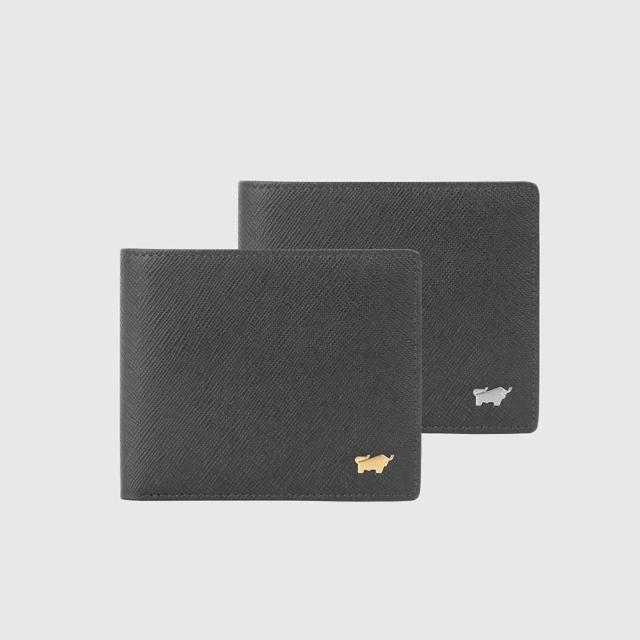 【BRAUN BUFFEL 德國小金牛】尚恩A 8卡中間翻零錢袋短夾-黑色(BF354-318-BK) 錢包送禮推薦