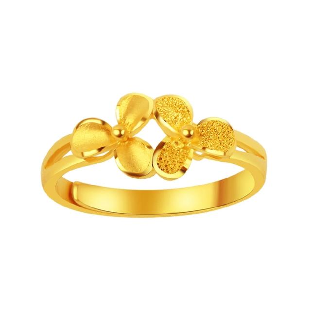【迎鶴金品】黃金9999時尚幸運草尾戒(0.55錢 正負2厘)