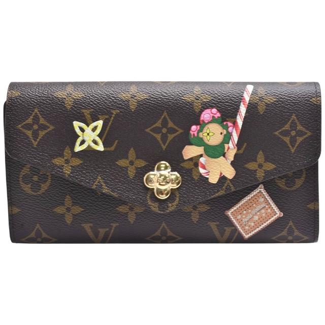 LV LOUIS VUITTON路易威登 M12207 經典 Candy Factory Sarah 系列 Monogram 帆布暗釦長夾