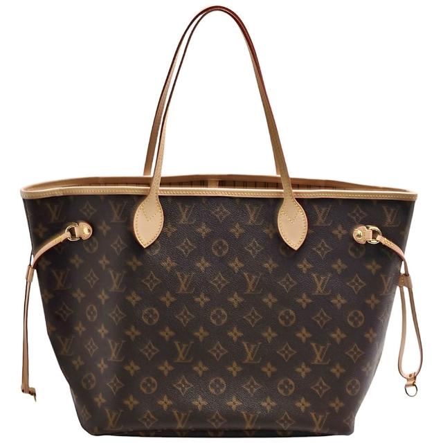 LV LOUIS VUITTON路易威登 M46975 經典 Neverfull MM Monogram 帆布肩背托特包