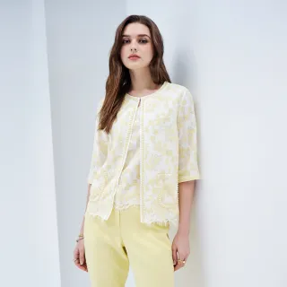 【KERAIA 克萊亞】檸黃花語優雅蕾絲外套