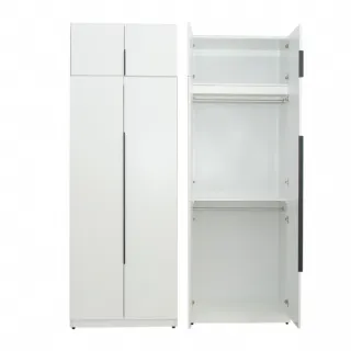 【IDEA】MIT雪白木質80cm雙桿衣櫃/衣櫥/組合櫃/拉門衣櫃(側邊櫃/棉被櫃)