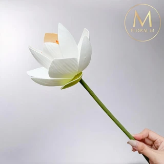 【Floral M】日式上野公園典雅白荷花仿真花花材（1入組）(人造花/塑膠花/假花/裝飾花)