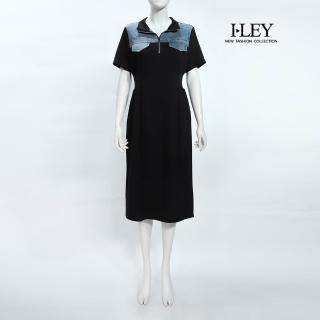 【ILEY 伊蕾】拉鍊立領縲縈收腰洋裝(黑；M-2L；1252707002)