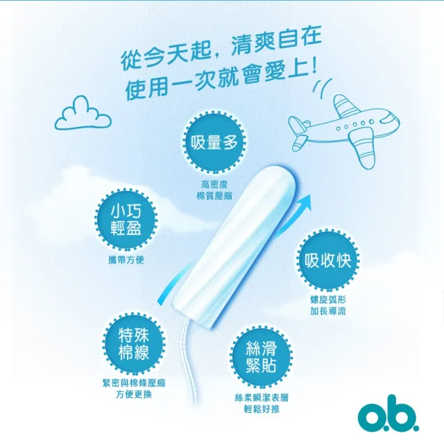 【o.b. 歐碧】超值6件組-衛生棉條量多夜安型(16條x6盒_指入型/非導管)