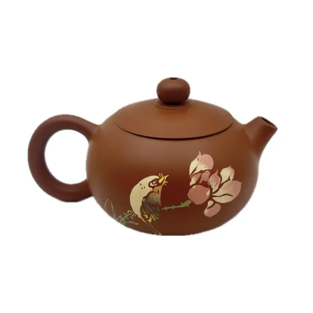 Jiacai zisha teapot with Shiji Yufeng Jinting mark加彩拾玉镯