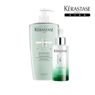 【KERASTASE 巴黎卡詩】胺基酸平衡舒緩髮浴500ml+極酵平衡頭皮精華90ml(大容量頭皮調理組)