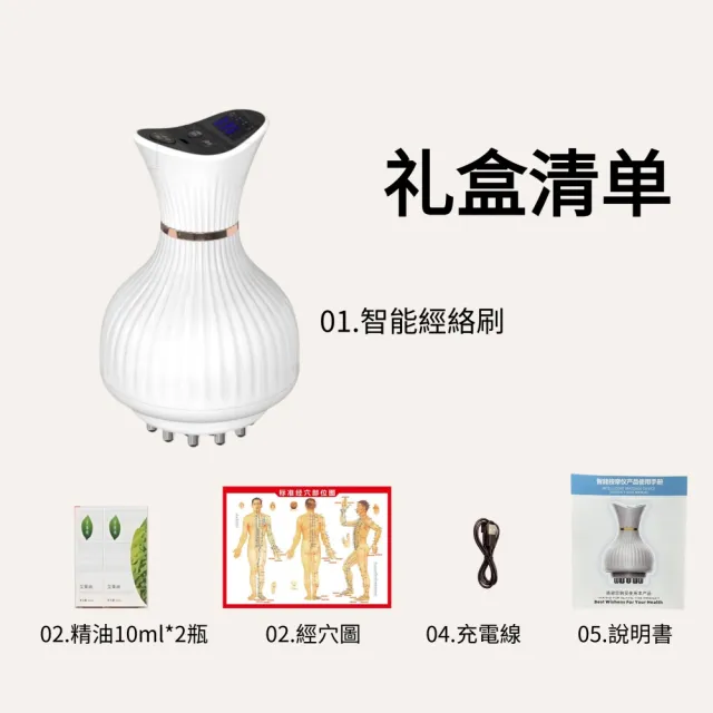 【YAOCHEN 瑤辰】6月下殺-遠紅外發熱經酪刷-智能養生刷(贈精油10ml*+經穴圖 美體刷 經絡刷 按摩刷 纖體刷)