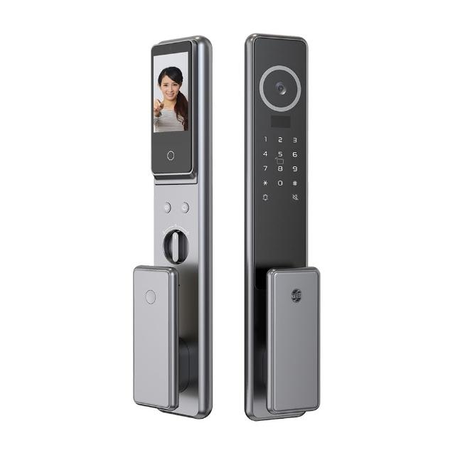 【TEW 台熱牌】A1 人臉/貓眼 智能7合1推拉式電子鎖/門鎖(指紋│密碼│卡片│鑰匙│遠端開門/含基本安裝)