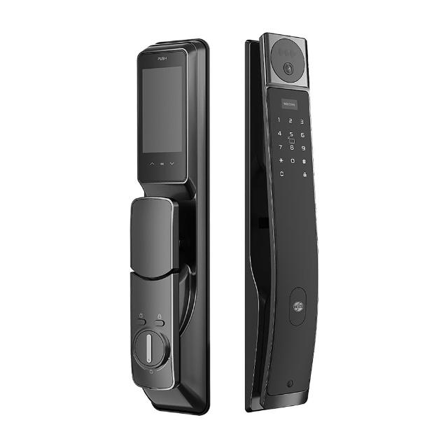 【TEW 台熱牌】V1 人臉/指靜脈 智能7合1推拉式電子鎖 石墨黑(密碼│卡片│鑰匙│APP遠端開門/含基本安裝)