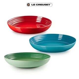 【Le Creuset】瓷器義麵盤 22cm(櫻桃紅/加勒比海藍/迷迭香綠-無盒 3色選1)