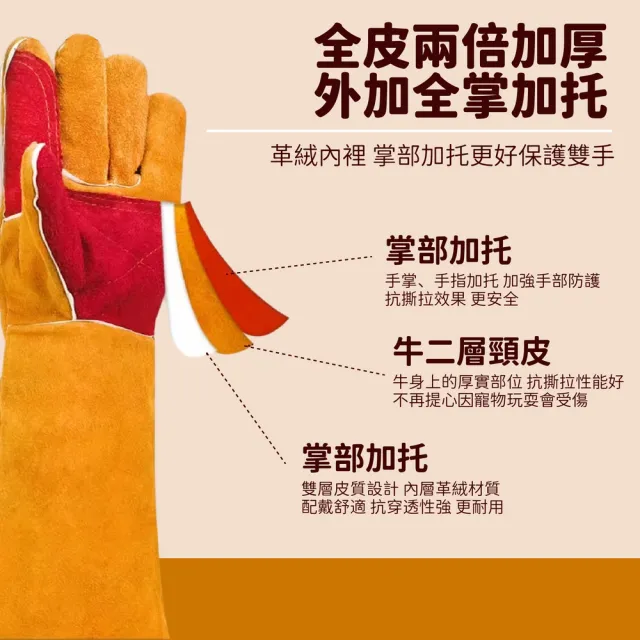 【kurumapop】寵物防咬手套(防抓 防貓咬 防狗咬 寵物訓練 牛皮手套 防護手套)