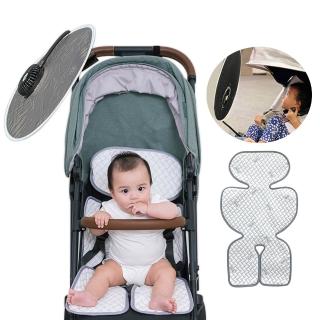 【GIO Pillow】冰巢推車涼感墊+二合一遮陽行動風扇 2件組(涼感墊 涼墊 遮陽 夾式USB風扇 推車/汽座/提籃)
