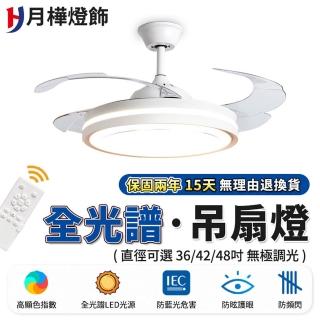 【月華燈飾】風扇燈 全光譜無極調光吊扇燈 36寸雙控變頻（96W）智慧高亮護眼款(防藍光/防頻閃/無線遙控)
