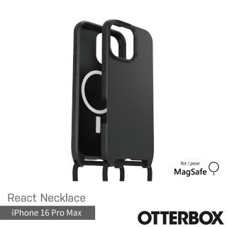 【OtterBox】iPhone 16 Pro Max 6.9吋 ReactNecklace 簡約掛繩輕透防摔殼-黑(支援MagSafe)