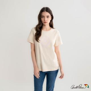 【Arnold Palmer 雨傘】女裝-學院風大傘印花親膚純棉圓領T-shirt(米色)
