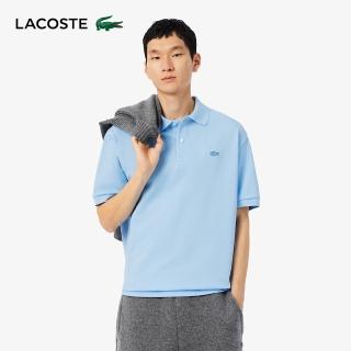 【LACOSTE】中性款-寬鬆厚磅網眼布短袖Polo衫(天空藍)