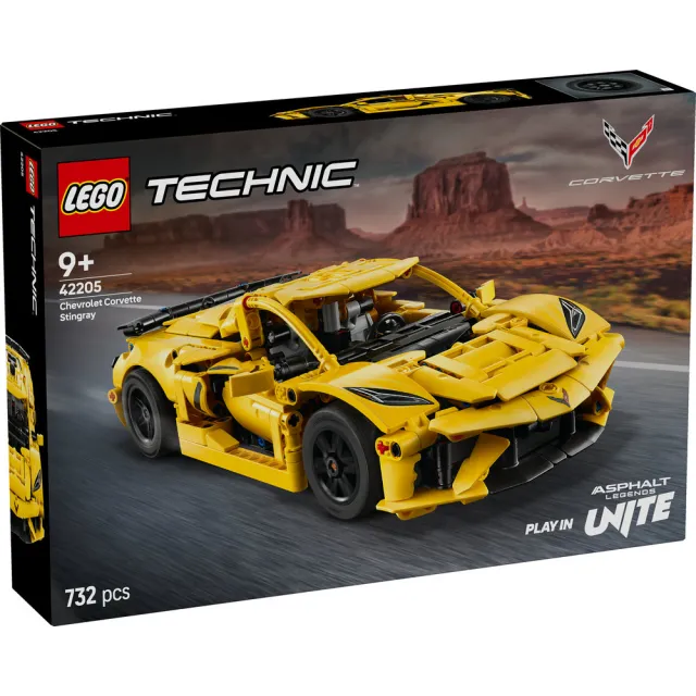 【LEGO 樂高】科技系列 42205 雪佛蘭科爾維特魟魚(Chevrolet Corvette Stingray 跑車模型)