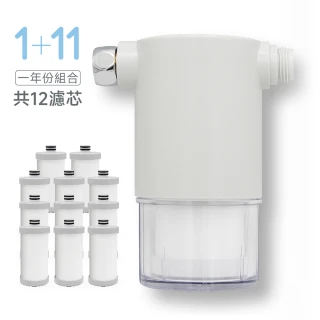 【CHINDAO 清島牌】韓式潔淨款沐浴過濾器(1+11整年份組合共12濾芯)