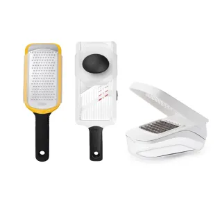 【美國OXO】完美刀工3件組｜好好壓切丁盒+好好握細絲刨絲器+可調式蔬果削片器