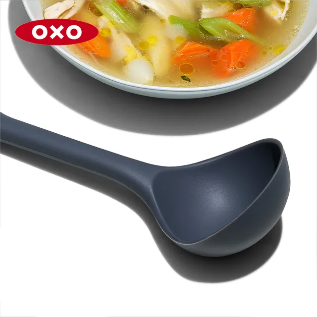 【美國OXO】全矽膠長柄湯杓 湯勺 湯匙(適用不沾鍋鑄鐵鍋  耐熱270度)