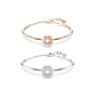 【SWAROVSKI 施華洛世奇】Dextera 手鐲 圓形切割 白色 鍍玫瑰金色/鍍白金色(2色任選_情人節禮物)