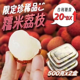【果樹寶石】32mm++ 南投山林糯米/糯米荔枝約500公克x2盒(去枝葉 冷藏配送)